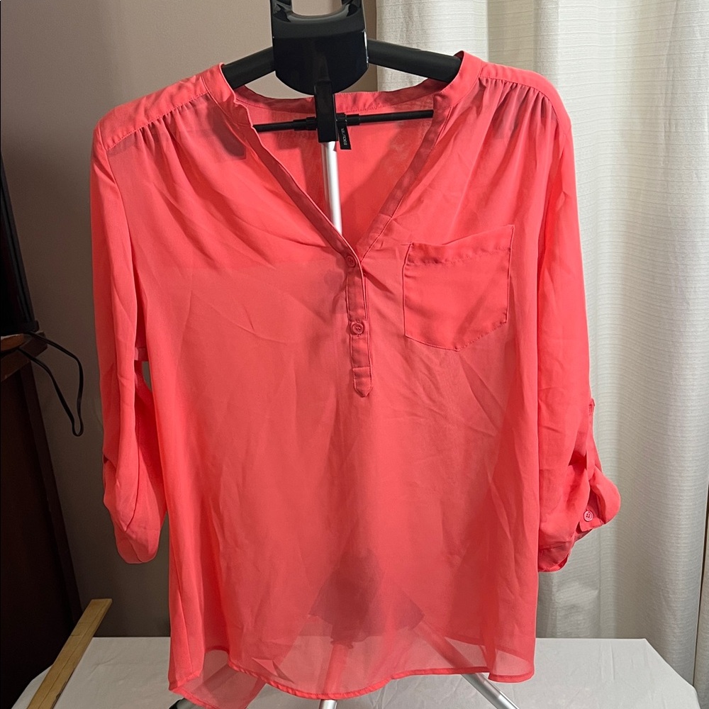Maurices Coral Button-Up Blouse
